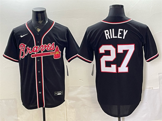 Men's Atlanta Braves #27 Austin Riley 2026 Fashion Replica Black Out Stitched Baseball Jersey